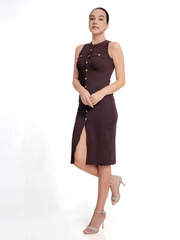 Front Button Rib Dress